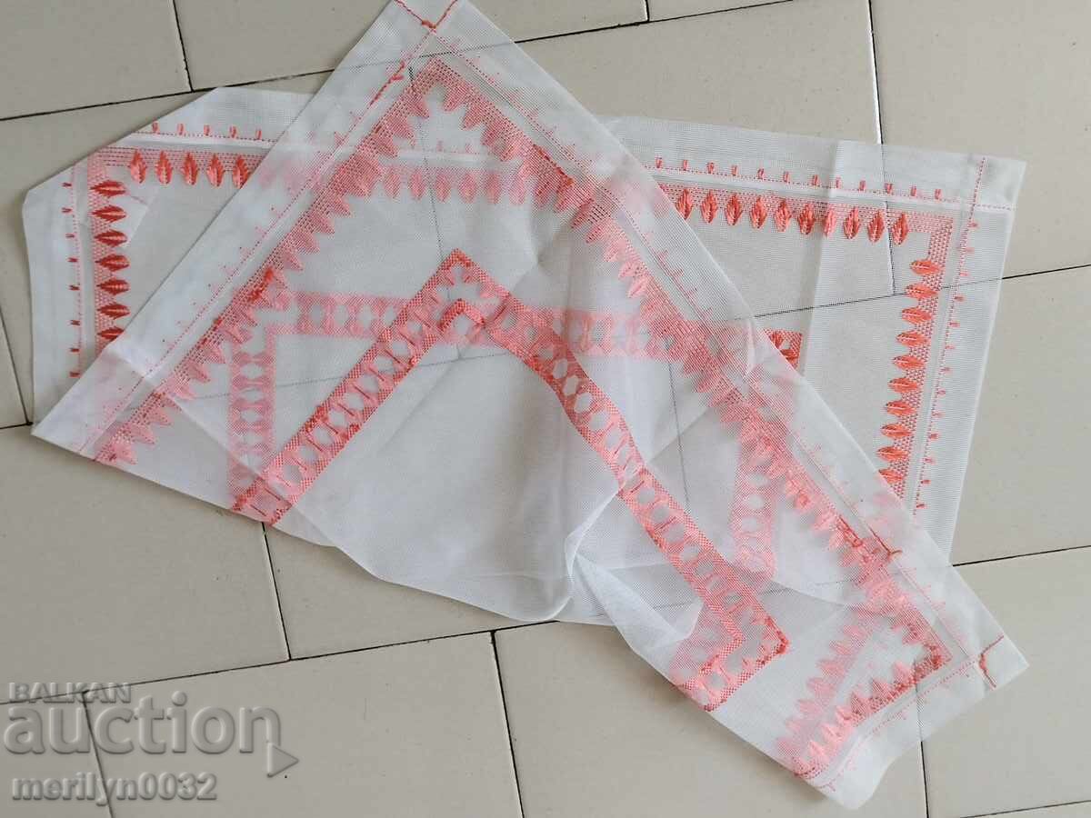 Old embroidered plaid tulle tablecloth, milo, Bulgarian embroidery - 6 Old embroidered plaid tulle tablecloth, milo, Bulgarian embroidery - 6