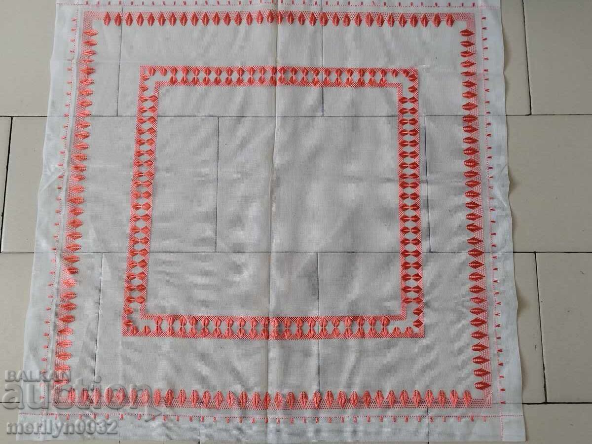 Old embroidered plaid tulle tablecloth, milo, Bulgarian embroidery Old embroidered plaid tulle tablecloth, milo, Bulgarian embroidery