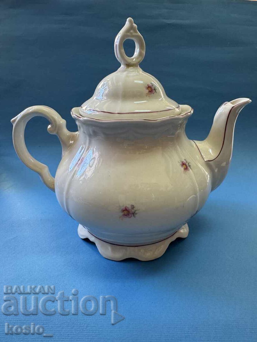 Bulgarian porcelain teapot 1957 with price 25.00 BGN | € 12.78 Bulgarian porcelain teapot 1957 with price 25.00 BGN | € 12.78