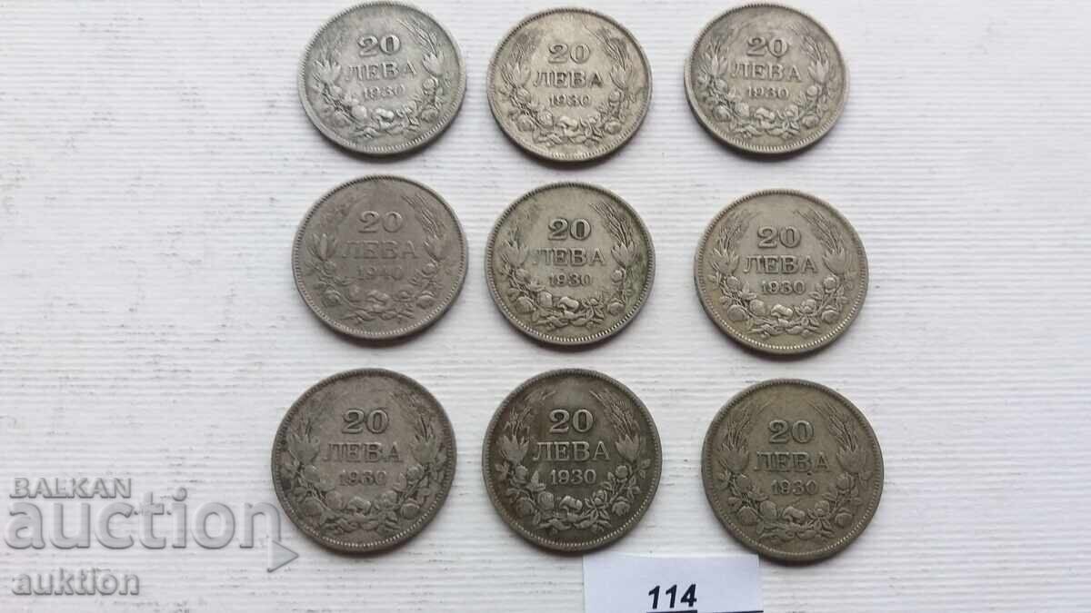 20 BGN - 1930 - SILVER - BORIS - 3 - 9 NUMBERS 20 BGN - 1930 - SILVER - BORIS - 3 - 9 NUMBERS