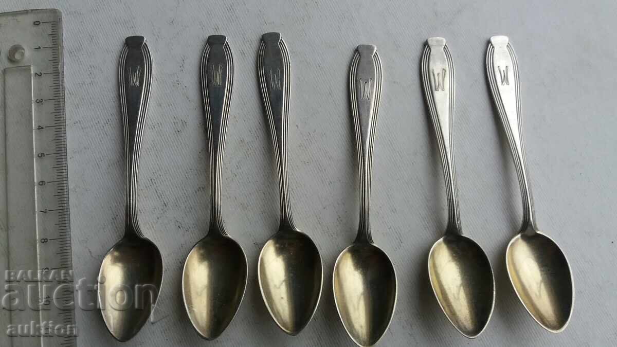Auction SET OF 6 THICK SILVER-PLATED SPOONS - WITH MARKING Auction SET OF 6 THICK SILVER-PLATED SPOONS - WITH MARKING