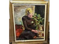 1628 Nadezhda Deleva woman with flowers oil on canvas signed 1934