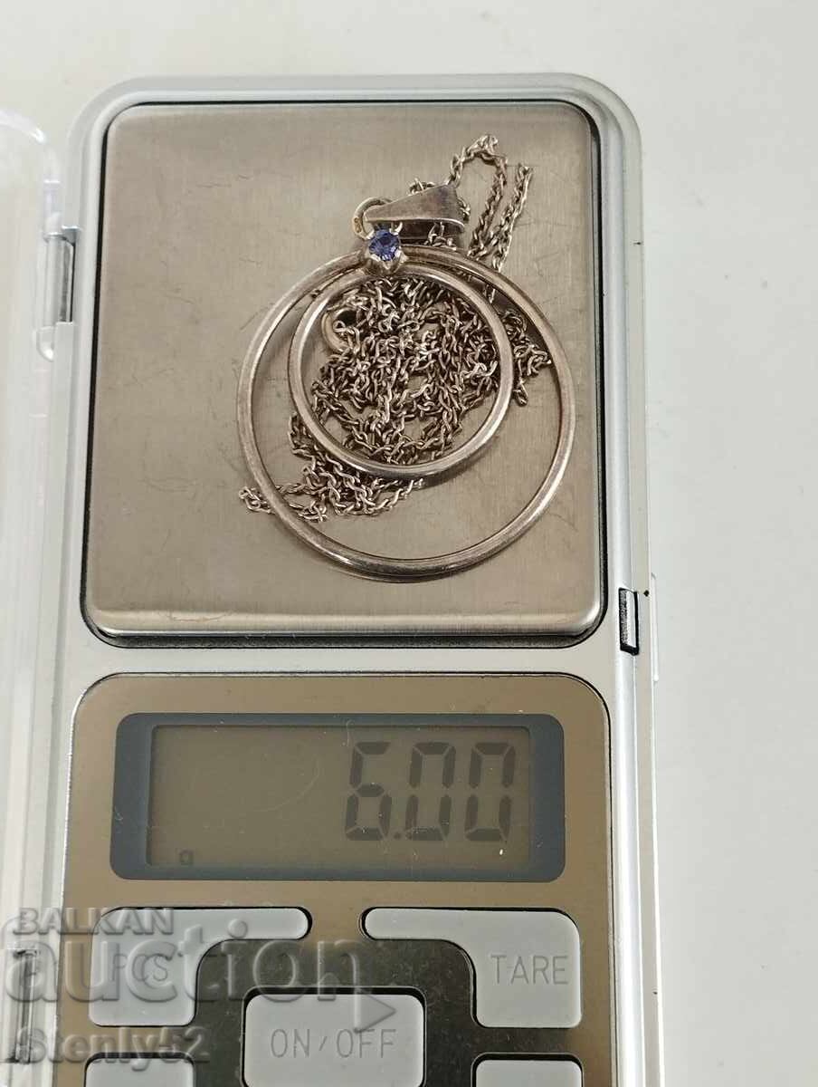 Silver pendant with chain with a small natural stone with price 48.00 BGN | € 24.54