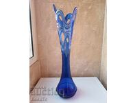 Large blue glass vase, like new, 63 cm