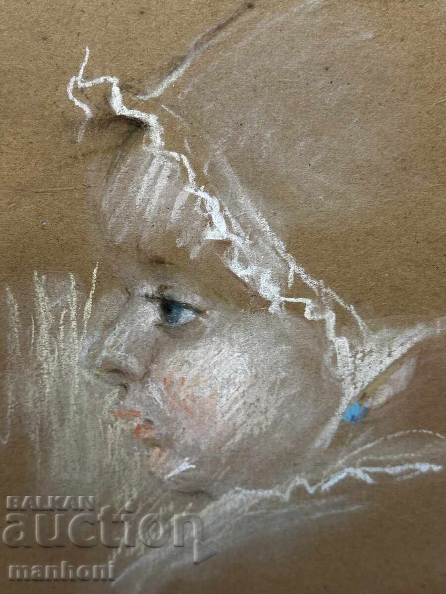 1634 Binka Zlatareva drawing baby pastel dated 1927. R. with price 700.00 BGN | € 357.91 1634 Binka Zlatareva drawing baby pastel dated 1927. R. with price 700.00 BGN | € 357.91