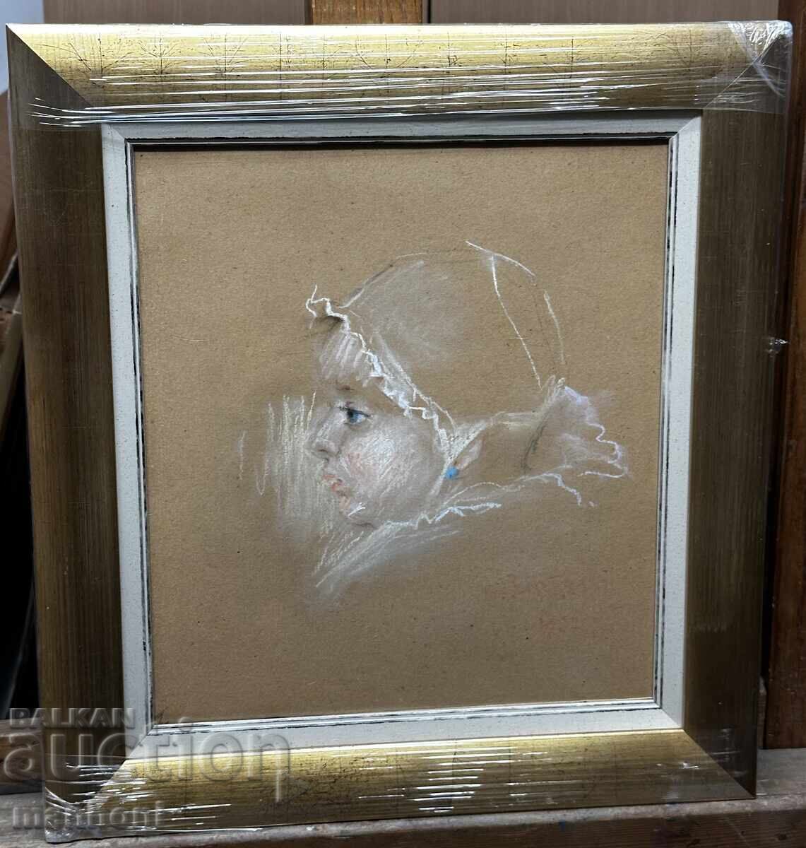 1634 Binka Zlatareva drawing baby pastel dated 1927. R. 1634 Binka Zlatareva drawing baby pastel dated 1927. R.