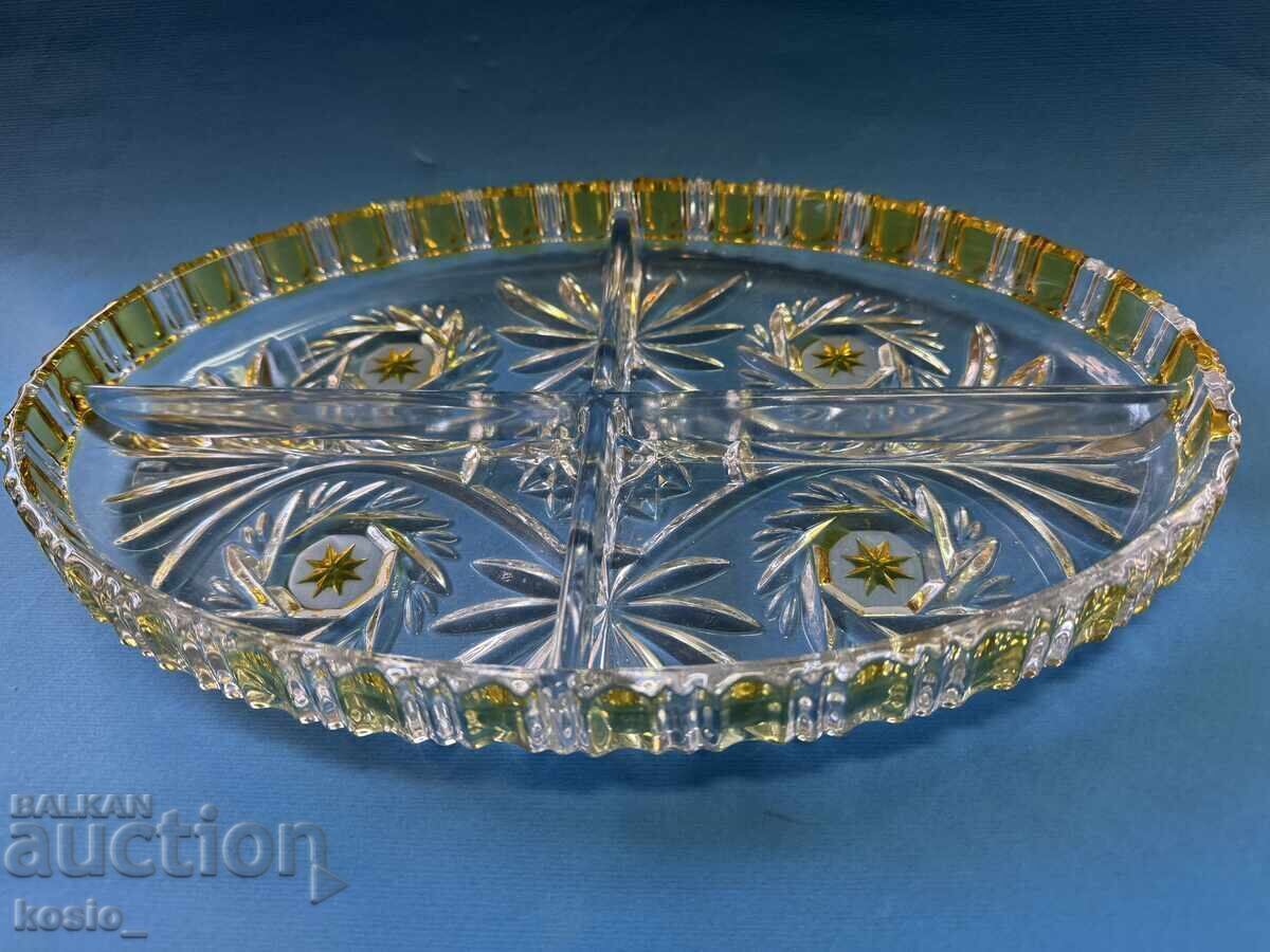 Old two-tone crystal plateau tray with price € 30.00 | 58.67 BGN