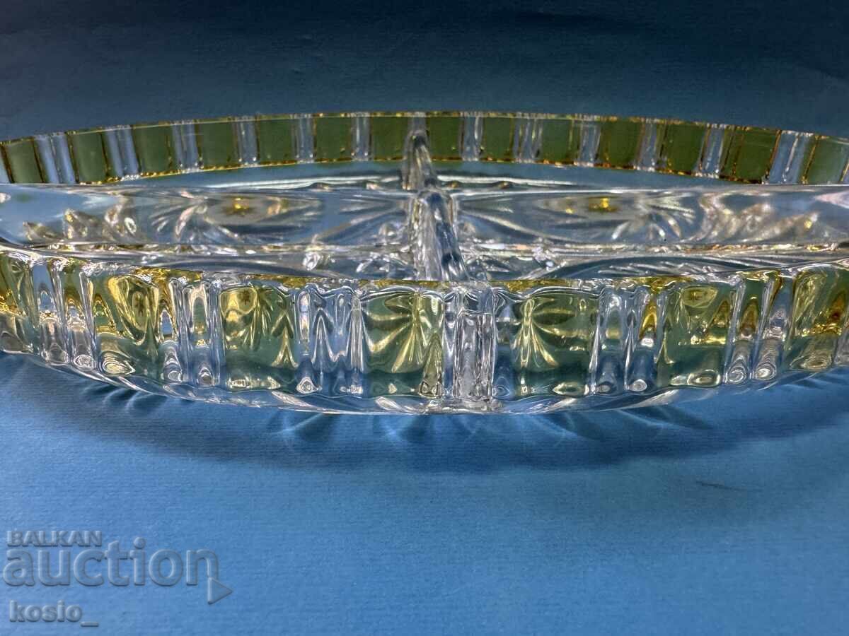 Delivery of Old two-tone crystal plateau tray