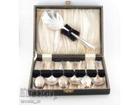 Set de 7 ustensile de luat masa. linguri de desert placate cu argint