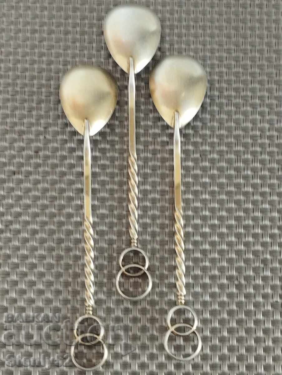 3 tea spoons, silver-plated melchior with gilding with price € 18.00 | 35.20 BGN 3 tea spoons, silver-plated melchior with gilding with price € 18.00 | 35.20 BGN