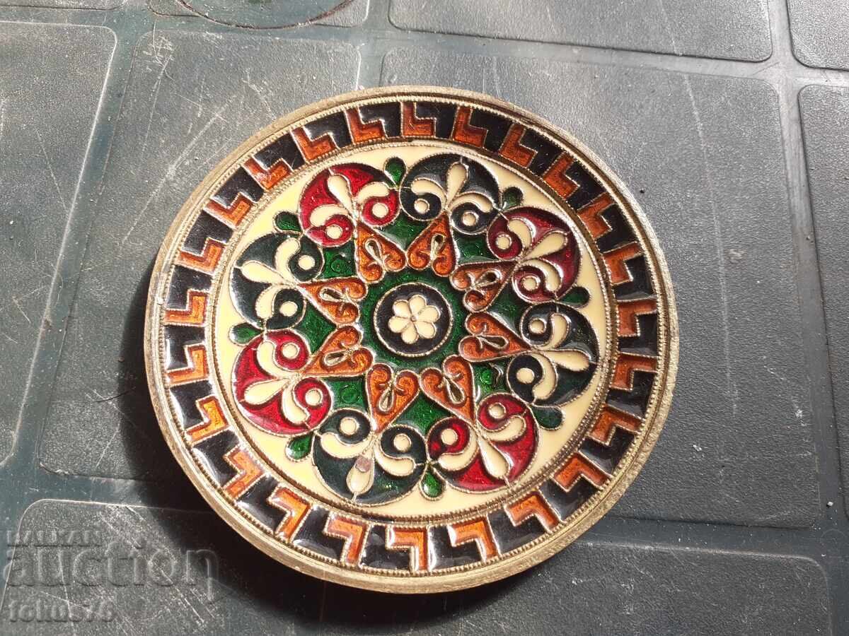 Plate - small bronze saucer with cellular enamel