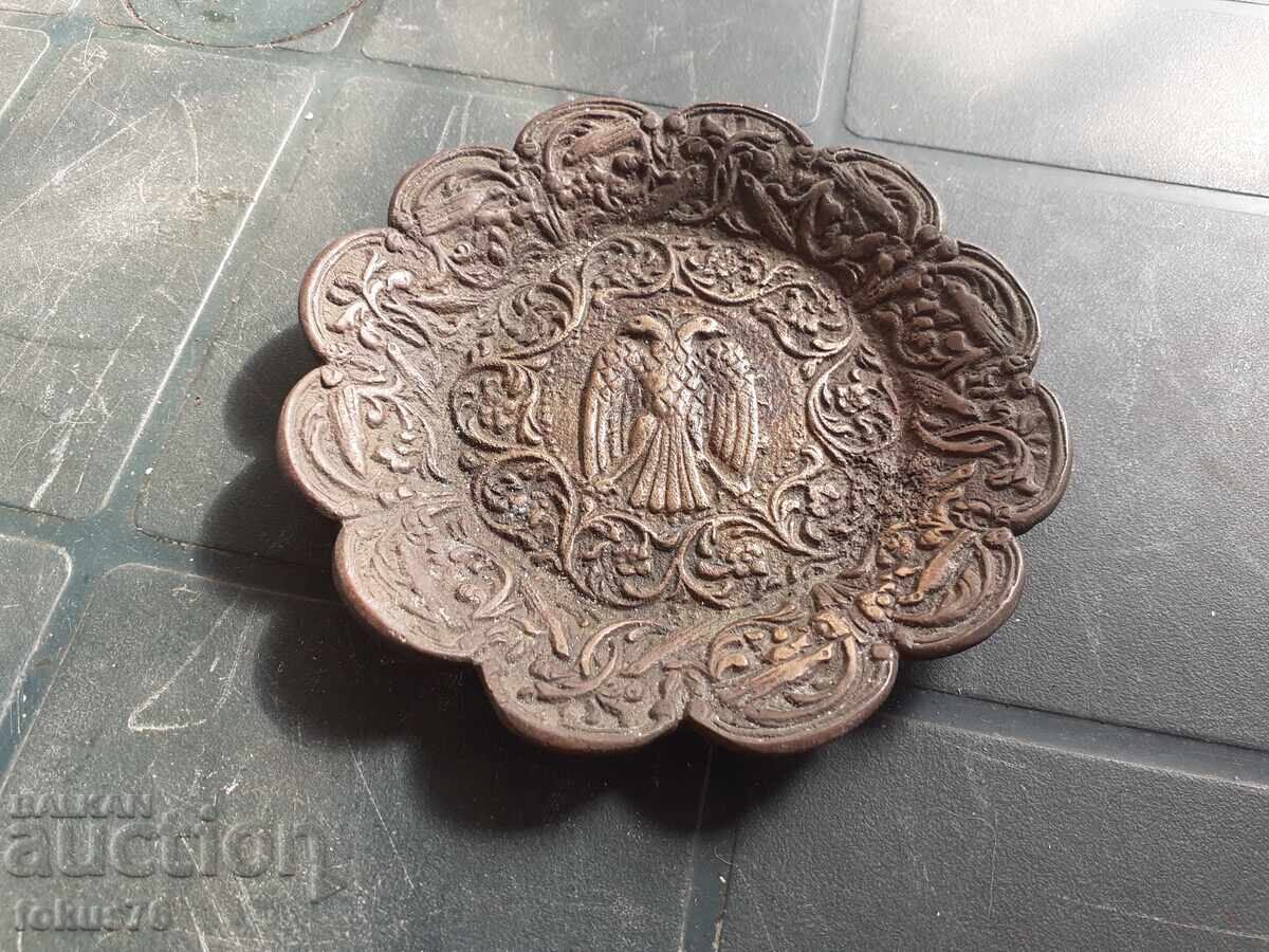 Plate - old massive heavy bronze plate with a double-headed eagle with price 75.00 BGN | € 38.35 Plate - old massive heavy bronze plate with a double-headed eagle with price 75.00 BGN | € 38.35