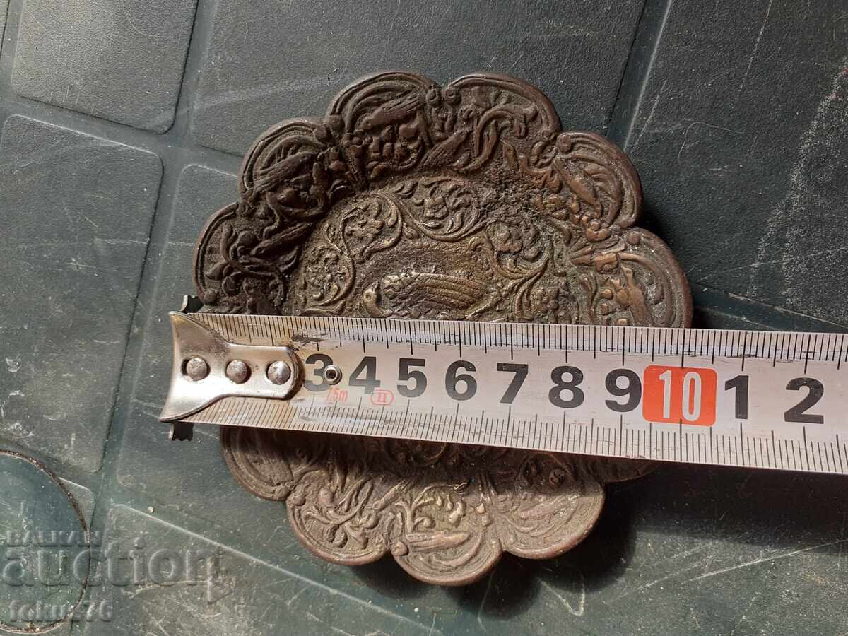 Plate - old massive heavy bronze plate with a double-headed eagle - 5 Plate - old massive heavy bronze plate with a double-headed eagle - 5