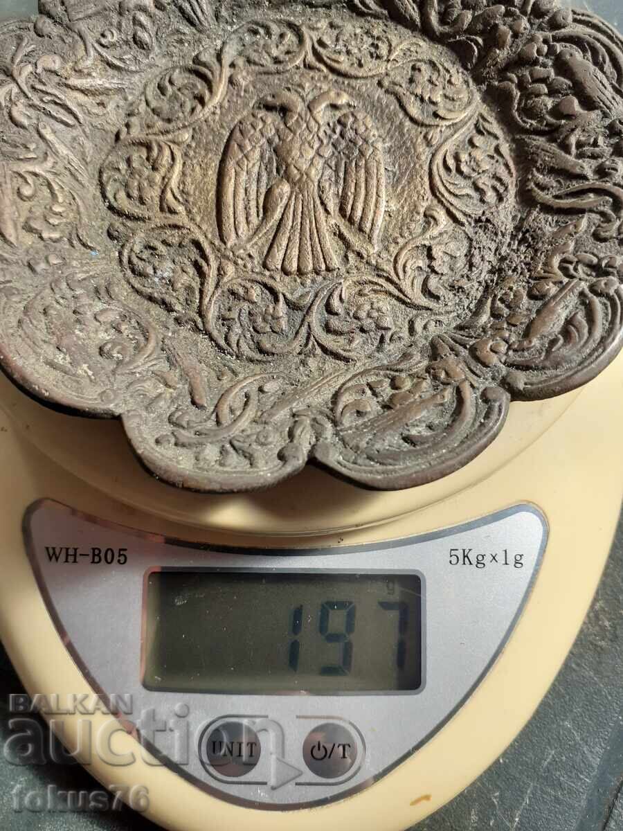 Plate - old massive heavy bronze plate with a double-headed eagle - 6 Plate - old massive heavy bronze plate with a double-headed eagle - 6