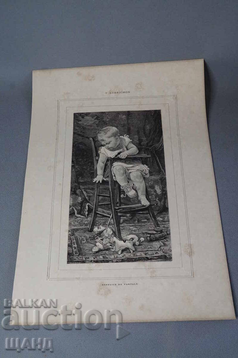 1900 Δάσκαλος σχεδιάζει βασανιστήρια λιθογραφίας με ταντάλιο