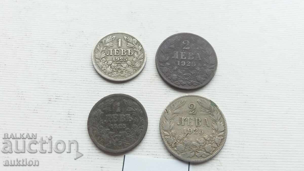 1 AND 2 LEVA 1925 WITH AND WITHOUT A LINE with price 4.99 BGN | € 2.55