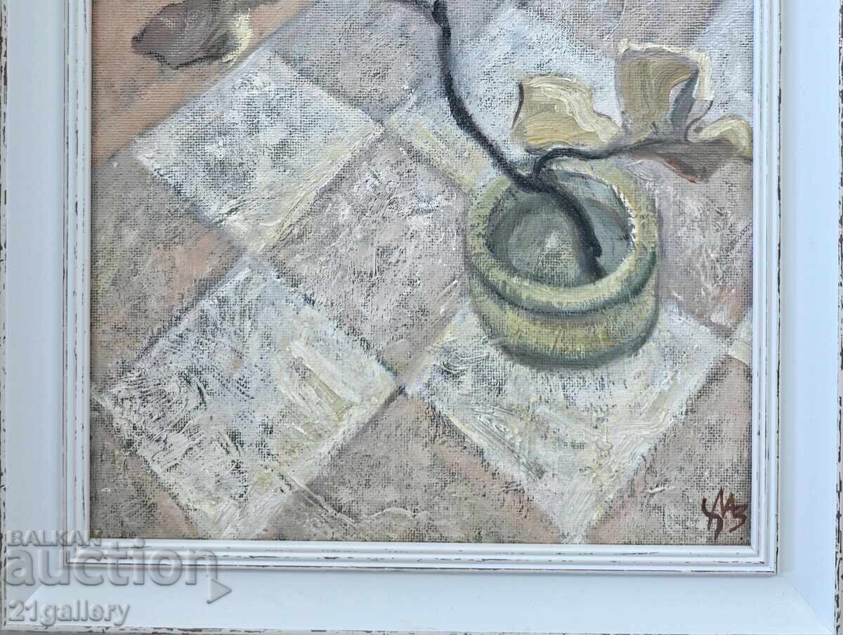 Tsvetan Lazarov (1962 - ) still life, oil paints with price 1300.00 BGN | € 664.68 Tsvetan Lazarov (1962 - ) still life, oil paints with price 1300.00 BGN | € 664.68