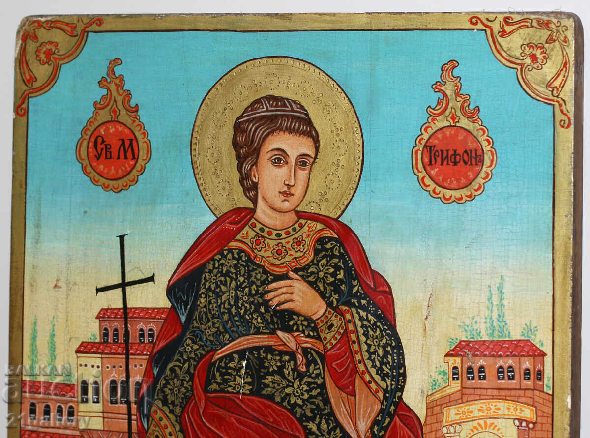 Delivery of Hand-painted large icon of the Holy Great Martyr Tryphon