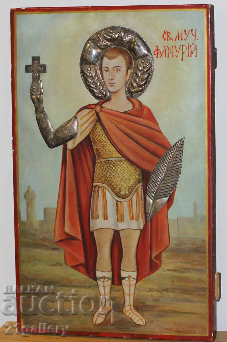 Auction Hand-painted large icon of the Holy Martyr Phanurios Auction Hand-painted large icon of the Holy Martyr Phanurios