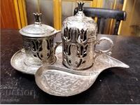 Tea coaster, sugar bowl and tray set