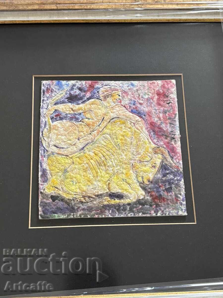 Auction Dimitar Rashkov - mixed media, watercolor, framed, signed Auction Dimitar Rashkov - mixed media, watercolor, framed, signed