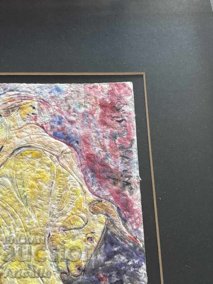 Delivery of Dimitar Rashkov - mixed media, watercolor, framed, signed Delivery of Dimitar Rashkov - mixed media, watercolor, framed, signed
