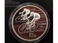 Silver 10 Yuan Velo Cross 1990 China