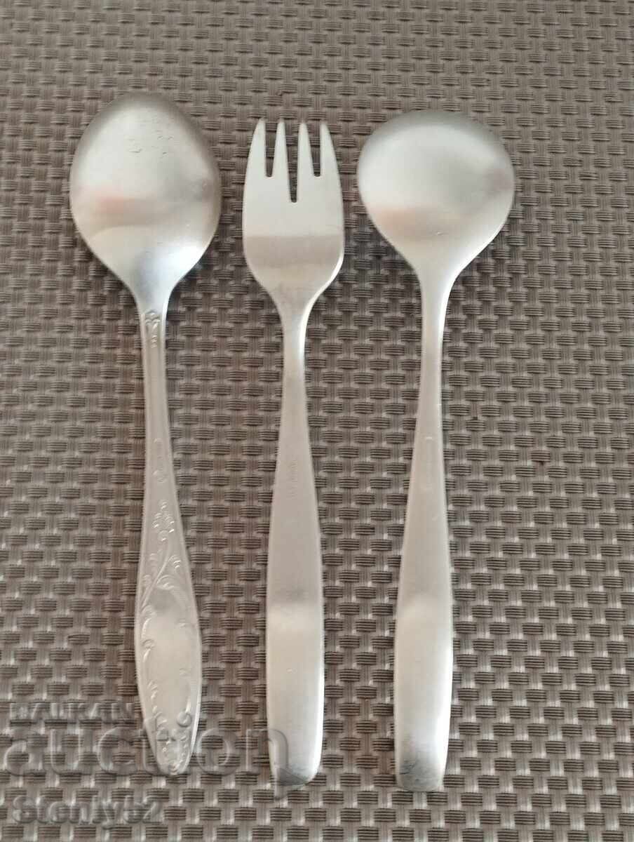 Silver-plated Melchior cutlery 2 pcs. spoons and 1 pc. with price 45.00 BGN | € 23.01