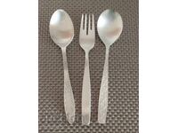 Silver-plated Melchior cutlery 2 pcs. spoons and 1 pc.