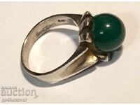 Beautiful antique Silver Ring, green agate! 0.925