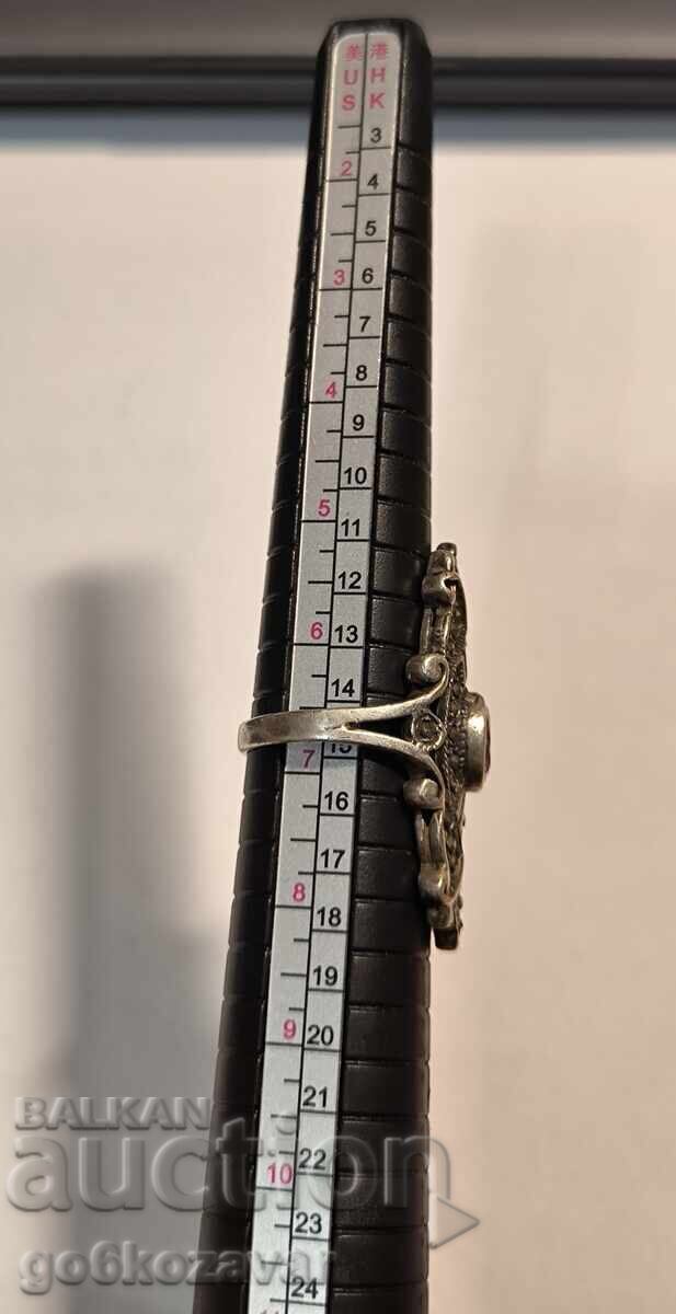 Antique Silver Ring, Amethyst and Marcasite! 0.925 - 5