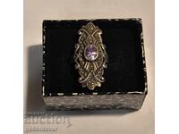 Antique Silver Ring, Amethyst and Marcasite! 0.925