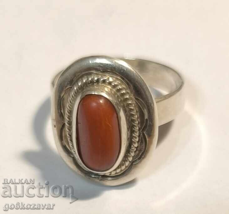 Antique Silver Ring, Natural Red Coral! 0.925 with price 78.00 BGN | € 39.88 Antique Silver Ring, Natural Red Coral! 0.925 with price 78.00 BGN | € 39.88