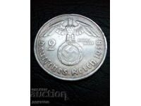 2 marks 1938 Germany silver letter B