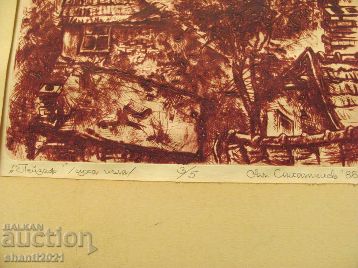 Drypoint painting 3/5, signed Al. Sahatchiev - 5 Drypoint painting 3/5, signed Al. Sahatchiev - 5