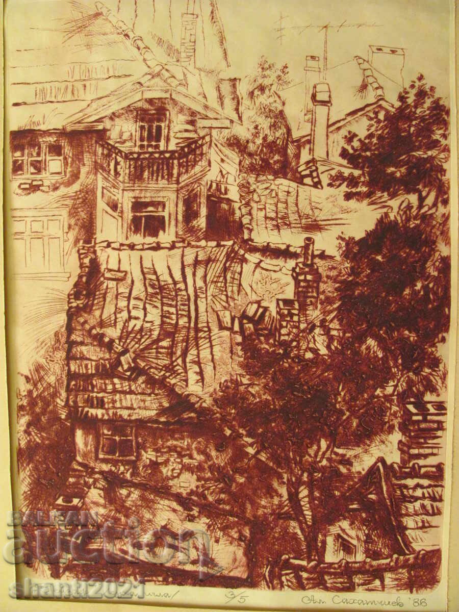 Drypoint painting 3/5, signed Al. Sahatchiev - 7 Drypoint painting 3/5, signed Al. Sahatchiev - 7