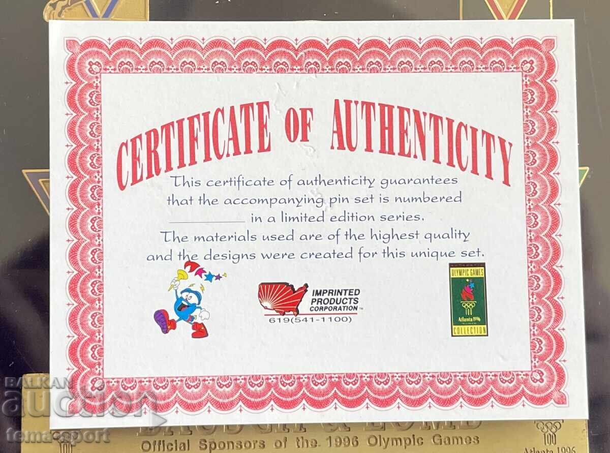 Delivery of 1388 USA Lot of 5 stamps Atlanta Olympics 1996. Enamel certificates Delivery of 1388 USA Lot of 5 stamps Atlanta Olympics 1996. Enamel certificates