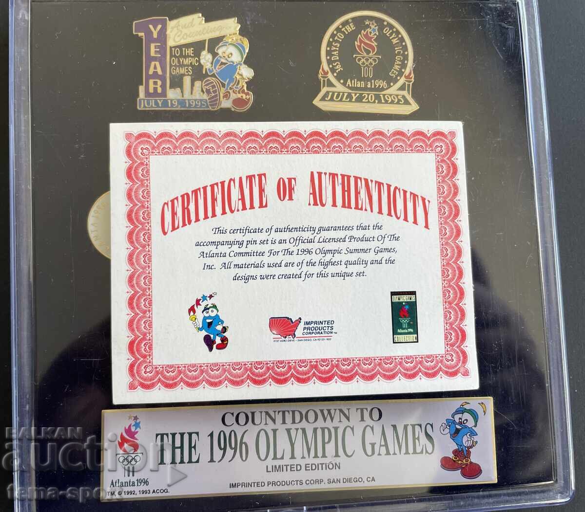 Auction  1389 USA Lot of 7 stamps Atlanta Olympics 1996. Enamel certificates