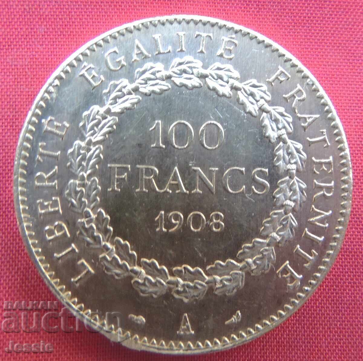 100 Francs 1908 A France { 100 франка франция ) UNC (злато )