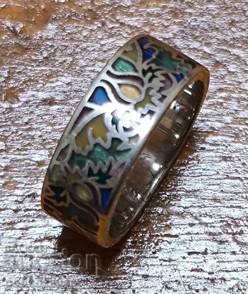 Silver Ring, colored enamel, Rhodium plating! with price 59.00 BGN | € 30.17