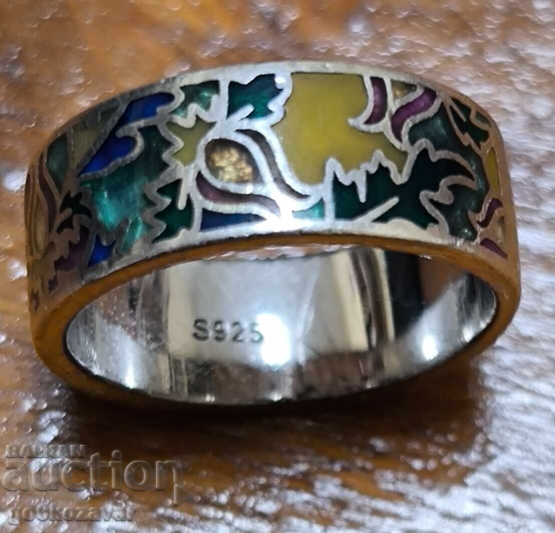 Delivery of Silver Ring, colored enamel, Rhodium plating!