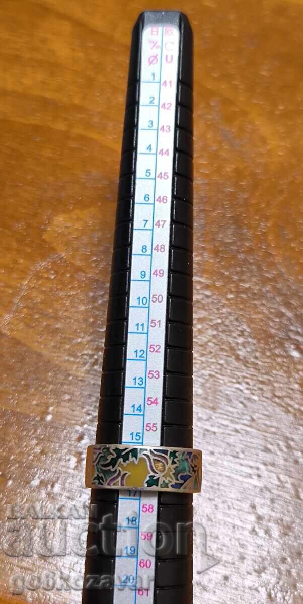 Silver Ring, colored enamel, Rhodium plating! - 6