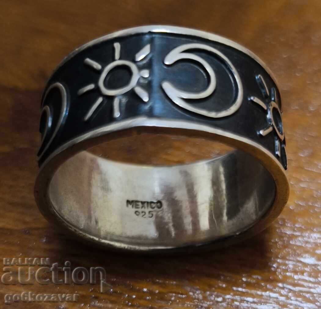 Аукцион Сребърен Мъжки пръстен, халка Мексико ! Индиански мотиви ! Аукцион Сребърен Мъжки пръстен, халка Мексико ! Индиански мотиви !