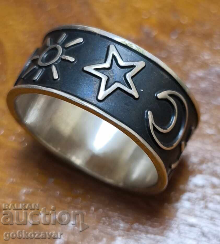 Сребърен Мъжки пръстен, халка Мексико ! Индиански мотиви ! Сребърен Мъжки пръстен, халка Мексико ! Индиански мотиви !