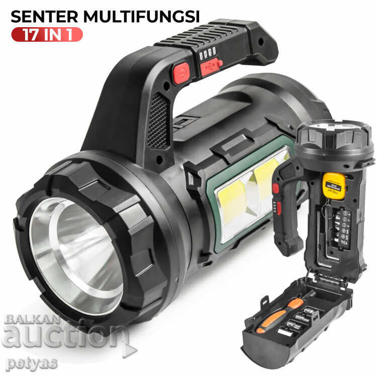 17in1 Multifunctional 18W LED Flashlight with Tools