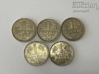 Germany 1 mark 1950, 1966, 1972,1979 and 1989 lot 5 pieces