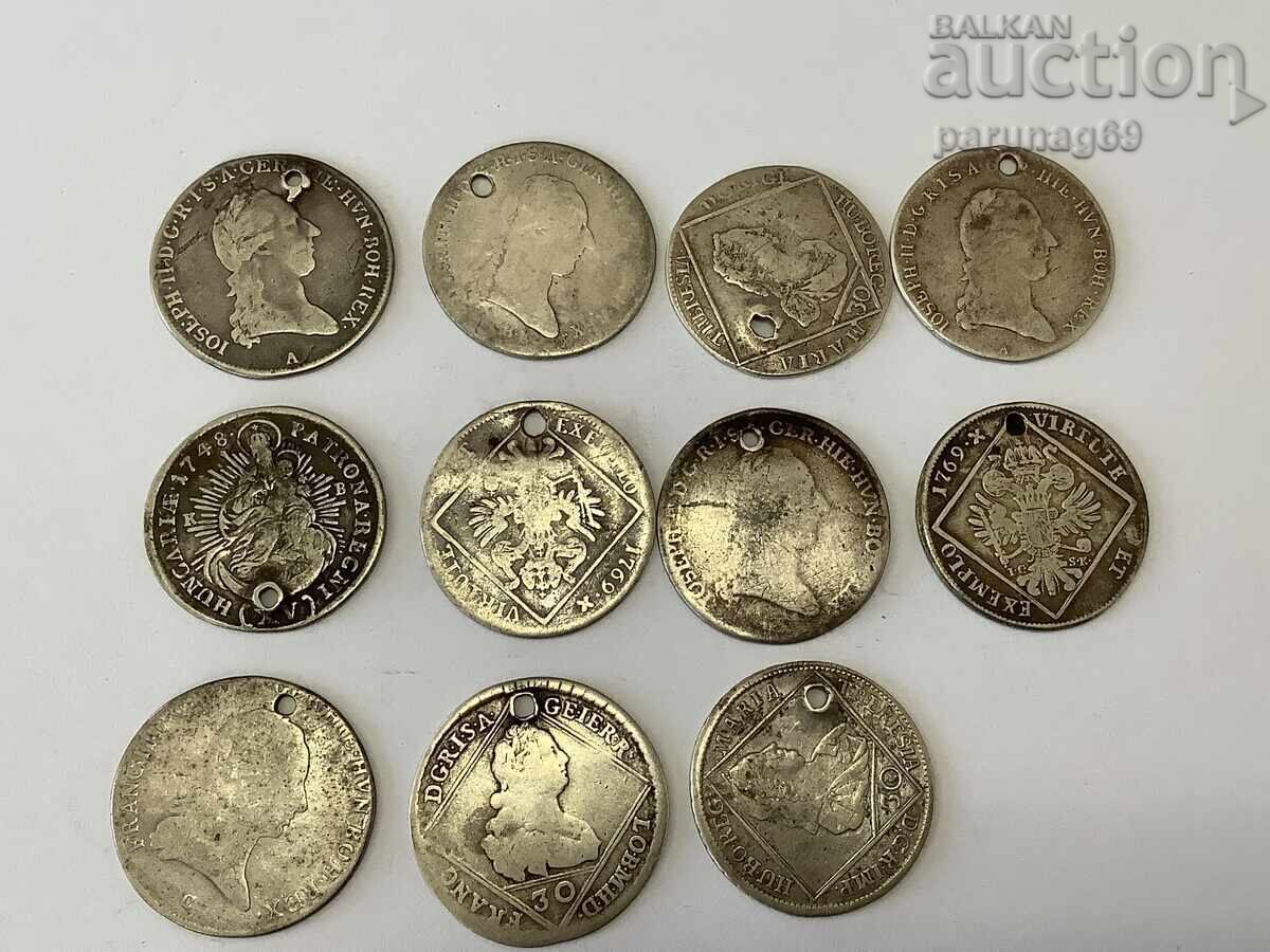 Austria si Ungaria 11 piese 1/4 ecu 1748 -1769 pentru bijuterii Austria si Ungaria 11 piese 1/4 ecu 1748 -1769 pentru bijuterii