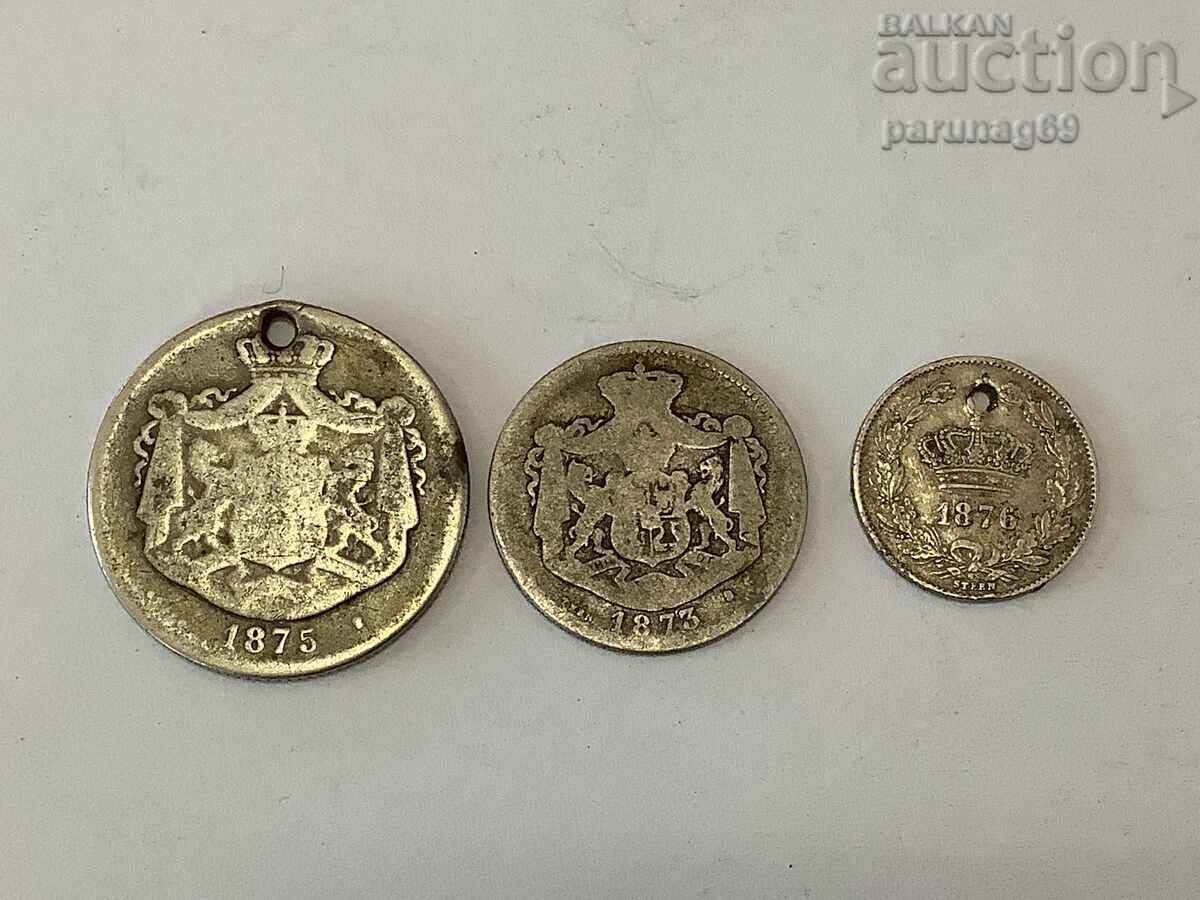 Romania Lot of silver 1876,1875, 1873 3 pieces Romania Lot of silver 1876,1875, 1873 3 pieces