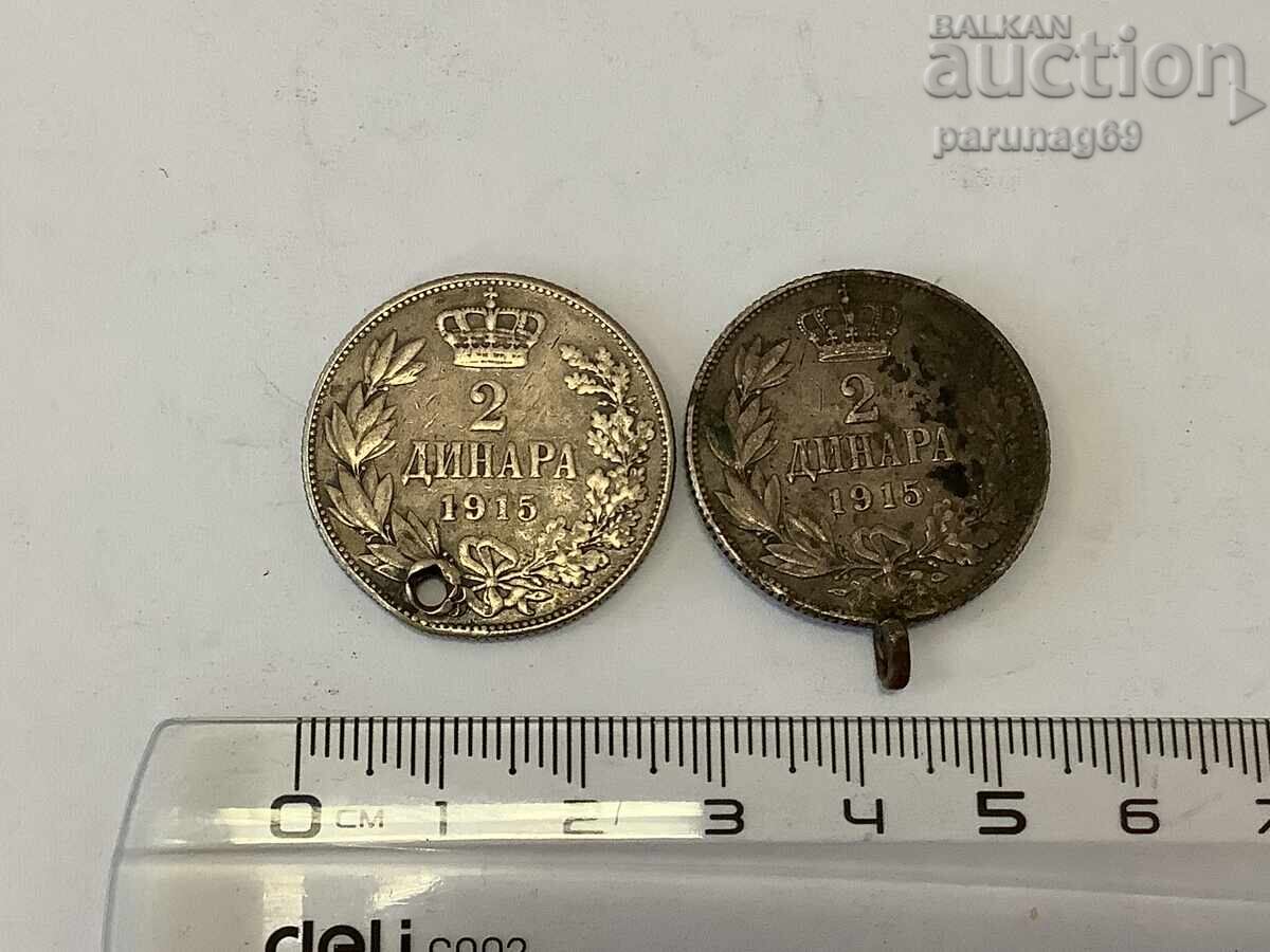 Serbia 2 dinars 1915 2 pieces for jewelry Serbia 2 dinars 1915 2 pieces for jewelry
