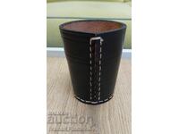 Leather dice cup for connoisseurs